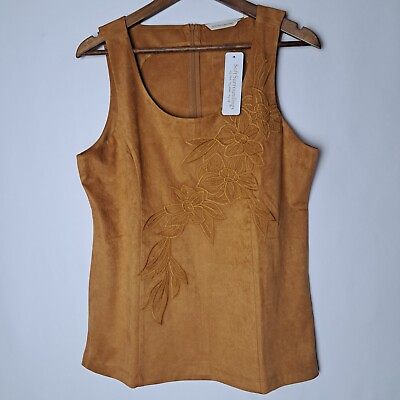 #ad NEW Soft Surroundings Top Womens Medium Brown Constance Faux Suede MSRP $89.95 $39.99