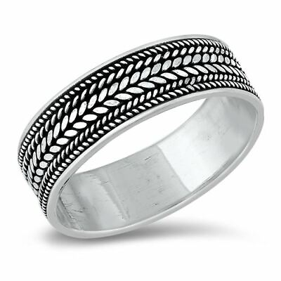#ad Sterling Silver Unisex Bali Rope Ring Wide 925 Fashion Band Sizes 5 10 NEW $19.20