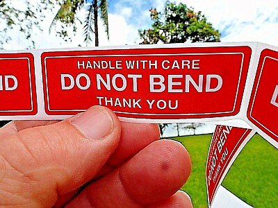 DO NOT BEND HANDLE WITH CARE Stickers 1quot; x 3quot; Pack of 50 Not On Roll Fast Ship $1.89