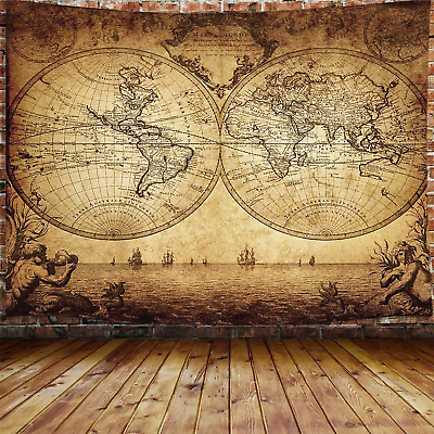 #ad Old World Map Tapestry Vintage Wanderlust Pirate Map Tapestry Wall Hangin $26.69