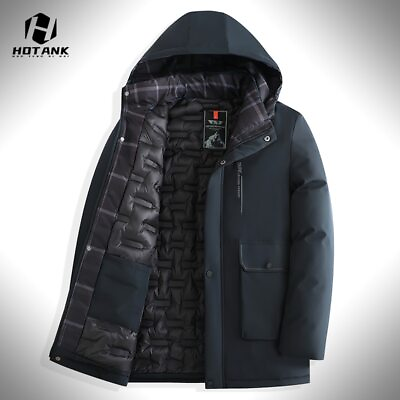 #ad Long Mens Parkas Hooded Cotton Jacket Winter Classic Casual Windproof Coat $125.81