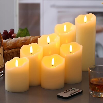 #ad Flameless Birch LED Candles Moving Luminara Real Wax Battery Remote Timer 7 pack $31.99