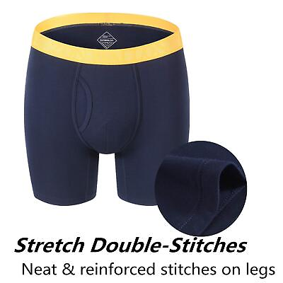 #ad Mens Pouch Boxer Briefs Big amp; Tall Bamboo Fiber Comfy Gentle Long Leg Underwear AU $36.80