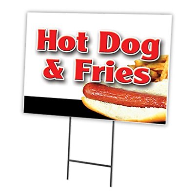 #ad HOT Dogs amp; Fries Combo 12quot;x16quot; Yard Sign amp; Stake Advertise Your Business ... $24.84