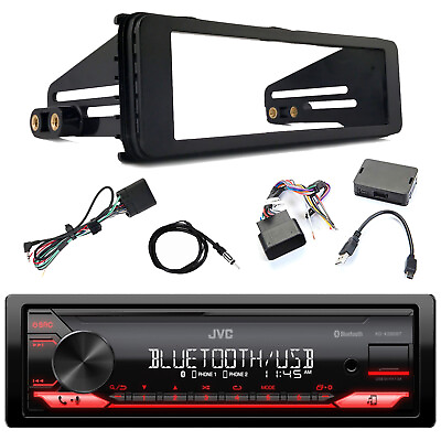 #ad JVC Single DIN Stereo Receiver Radio Replace Kit Harley Install Kit Antenna $191.99