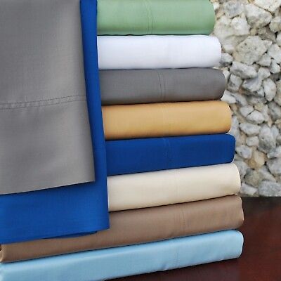 #ad 300 Thread Count Solid Rayon Pillowcase Cover Set Modern Breathable Pillow Cases $30.60