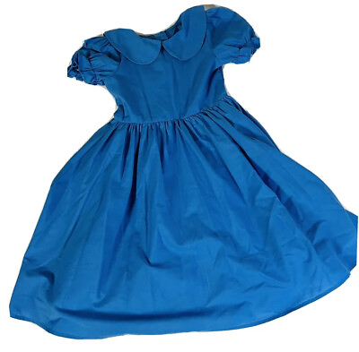 #ad VINTAGE GIRLS DRESS Y2K Blue Handmade Cottage Core 6 7 8 Collar Alice Wonderland $50.99