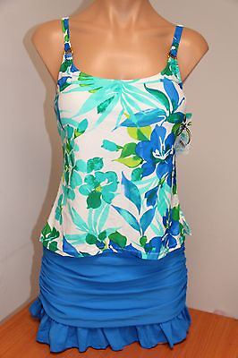 #ad NWT Island Escape Swimsuit Tankini 2pc Set Skirt Sz 8 Blue Add A Size $39.98