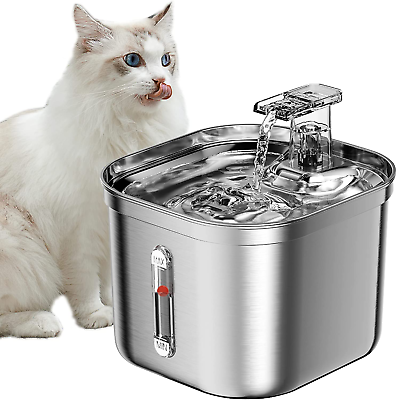 #ad Cat Water Fountain Stainless Steel Quiet Pump Automatic Dog Dispenser Water Bow $39.99
