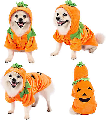 #ad Puppy Dog Pet Halloween Pumpkin Costume Outwear Coat Apparel Hoodie L $20.99