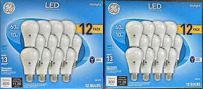 #ad 24 Bulbs GE Daylight Led Light 10W Replacement 60W General Purpose Dimmable A19 $29.99