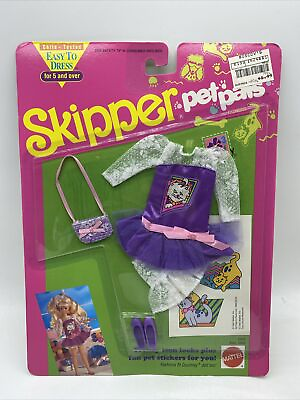 #ad Vintage 1991 Barbie 2955 Pet Pals Skipper Clothing Set Purple NEW NRFP $18.99
