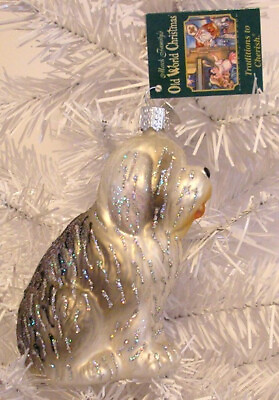#ad 2009 OLD ENGLISH SHEEPDOG OLD WORLD CHRISTMAS BLOWN GLASS ORNAMENT NEW W TAG $19.99