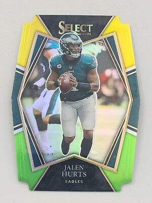 #ad 2021 Panini Select Jalen Hurts #128 Premier Level Die Cut Green Yellow Eagles $5.00