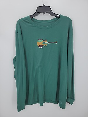#ad Life is Good Shirt Mens XL Green Guitar Music is What Coor Sounds Like Crew Neck $23.85