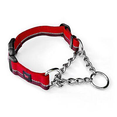 #ad Martingale Collar for Dogs Gentle Nylon amp; Steel Chain Limited Cinch Design ... $20.86