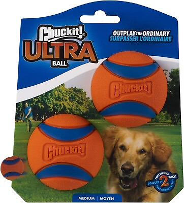 ChuckIt Ultra Ball Medium 2.5 Inch 2 pack Great Dog Toy $11.99