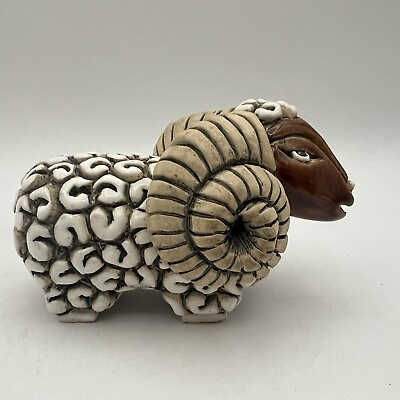 #ad Vintage Artesania Rinconada Big Horned Sheep Ram Figurine Retired Folk Art 4” $18.99