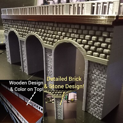#ad 16quot; Big O Scale Stone Brick Arch Bridge CUSTOMERS CUSTOM ORDER 3.75quot; WIDE ROAD $89.99