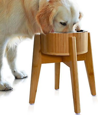 #ad Raised Dog Bowl Elevated Dog Bowls Dishes for Large Breeds Made of Bamboo an $63.12