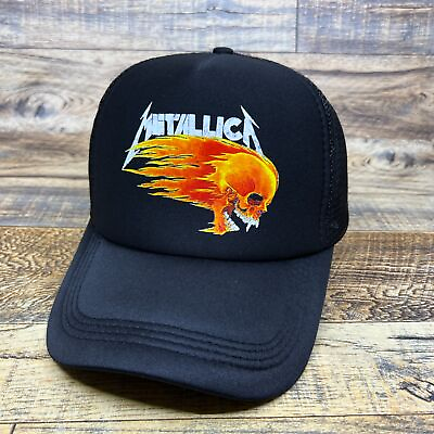 #ad #ad Metallica 90s Flames Mens Trucker Hat Black Snapback Heavy Metal Retro Cap $19.99