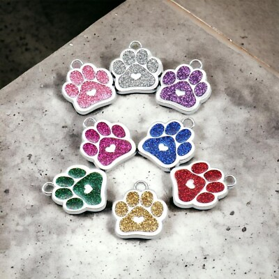 #ad Custom Engraved Stainless Steel Pet ID tag Dog Cat Sparkle Paw $8.95