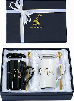 #ad Mr and Mrs Coffee Mugs Set Unique Wedding Gifts for Bride and Groom His and $36.08