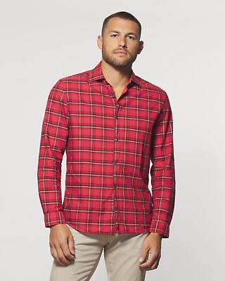 #ad johnnie O Luton Featherweight Button Up Shirt Malibu Red Size XL $37.59