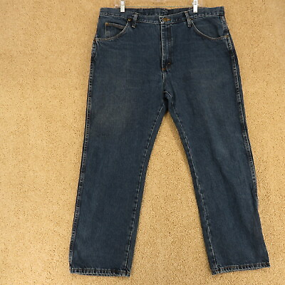 #ad Wrangler Mens 38x30 Hero Tough Regular Fit Dark Blue Denim Western Jeans $18.45