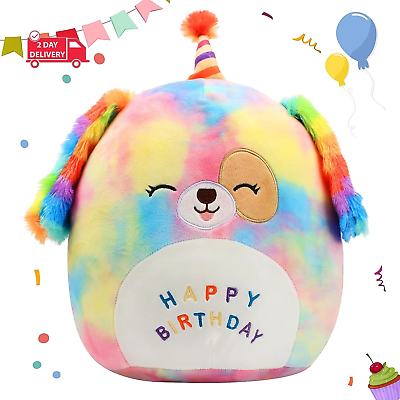 #ad Original 12’’ Rainbow Birthday Dog Plush Pillow Soft Puppy Plush Toy Cute Dog St $23.30
