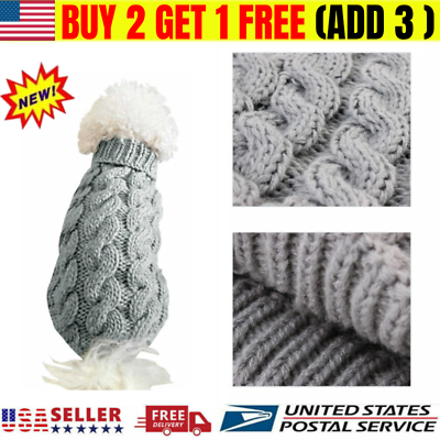 #ad US Winter Dog Knitted Jumper Knitwear Pet Chihuahua Puppy Sweater Coat Xmas Gift $1.99