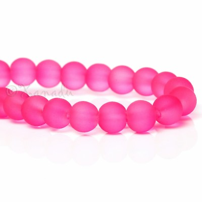 #ad Pink Fuchsia 6mm Wholesale Round Frosted Glass Beads G4578 75 150 Or 300PCs $3.75