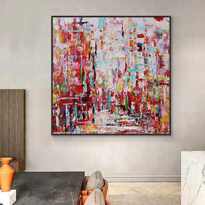 #ad Abstract Coloful Red Oil Painting On Canvas Hand Painted Textured Modern Canvas $93.00