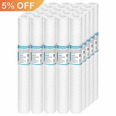#ad #ad 25 Pack 20quot;x2.5quot; Whole House String Wound Sediment Water Filter 1 5 10 20 Micron $11.39