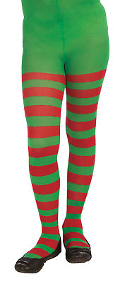 #ad Red Green Striped CHILD Tights Costume Accessory Size L Large NEW Christmas $1.48