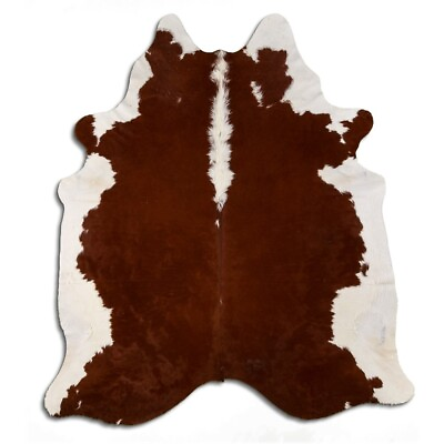 #ad Real Cowhide Rug Hereford Brown White Size 6 by 7 ft Top Quality Large Size $109.00
