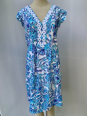 #ad Lilly Pulitzer Dress Size M L Joan Tunic Dress Shell Me You Love Me Blue $59.99