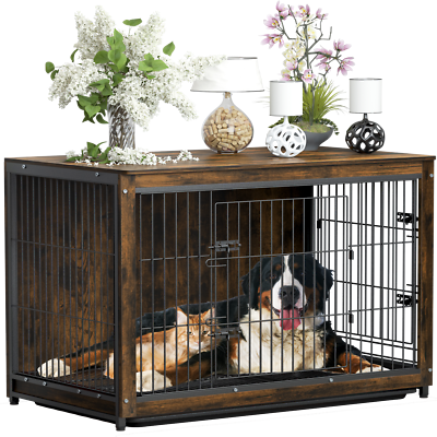 Large Dog Crate Wooden Kennel Heavy Duty Cage with Tray End Table Pet Furniture $89.90