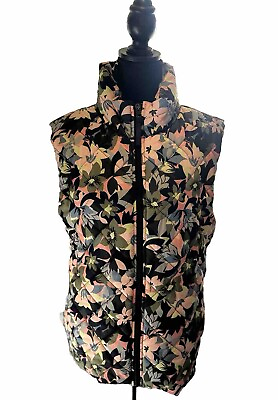#ad Vera Bradley Quilted Puffer Zip Up Vest Flower Camo Floral Size 3XL $49.99