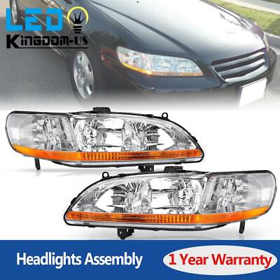 #ad Chrome Housing Headlights for 1998 2002 Honda Accord Headlamps Replacement Pair $60.99