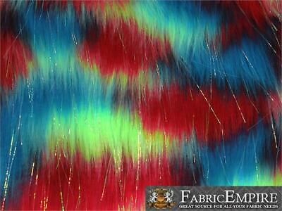 #ad Faux Fur Long Pile Rainbow Sparkling Tinsel Fabric 60quot; Wide Sold By The Yard $33.50