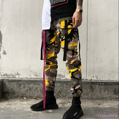 #ad New Men Fashion Camo Overall Skinny Pants Military Outdoor Hip hop Punk Trousers $60.35