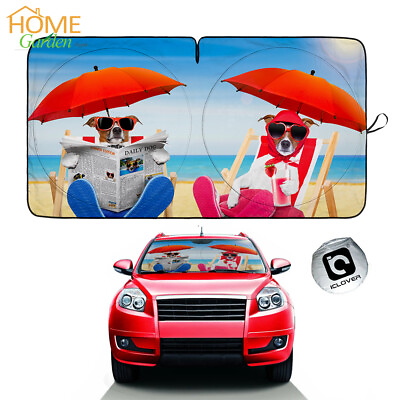 #ad Foldable Jumbo Cartoon Cute Dog Auto Car Windshield Sun Shade Window Visor Cover $10.99