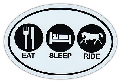 #ad Oval Car Magnet Eat Sleep Ride Horse Lover#x27;s Bumper Sticker Decal $7.49