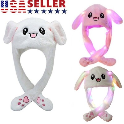 #ad Funny Rabbit Bunny Ear Moving Hat Airbag Cap Soft Plush Cute Hats Toys Gifts USA $11.31