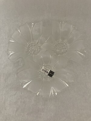 #ad Mikasa Dish 3 Sections Glass Sunflower Frost Relish Condiment Vintage $29.99
