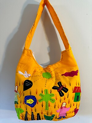 #ad Hand Made Pipli Applique Work Cotton Shoulder Bag Unique Artistic Lightweight $15.99