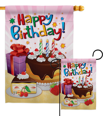 #ad Happy Birthday Party amp; Celebration Cake Wish Gift Garden House Yard Flag $78.95