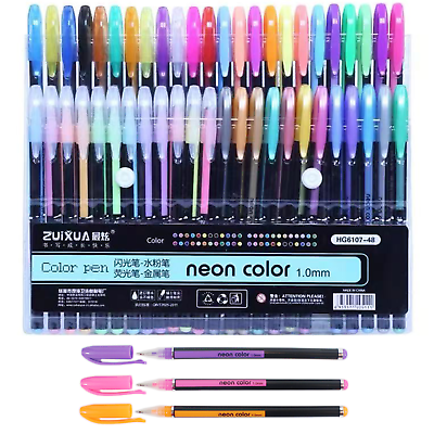 48 Unique Colors No Duplicates Gel Pens Gel Pen Set for Adult Coloring Book $10.99