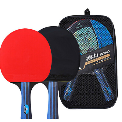 #ad 1 Pair 7 Ply Professional Table Tennis Ping Pong Racket Paddle Bat Balls Bag Set $17.88